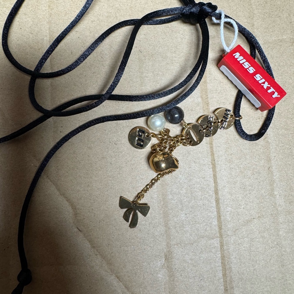 Miss Sixty Black and Gold Charm Necklace